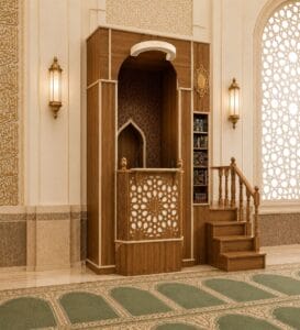 Ottoman Style Mosque Minbar-Dais – wooden mosque mihrab detail view 3