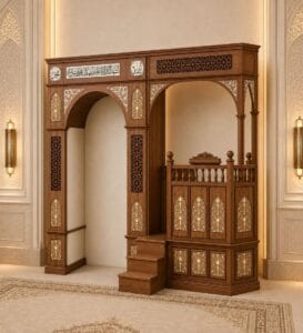 Home Prayer Room Mihrab – wooden mosque mihrab detail view 3
