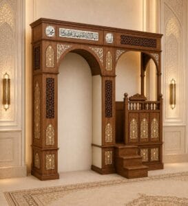Home Prayer Room Mihrab – wooden mosque mihrab detail view 4