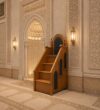 Modern Upholstered Wooden Mosque Minbar – wooden mosque mihrab detail view 2