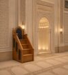 Modern Upholstered Wooden Mosque Minbar – wooden mosque mihrab detail view 4