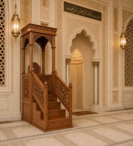 Tile Mosque Minbar – Model TMN-0002 – wooden mosque mihrab detail view 3