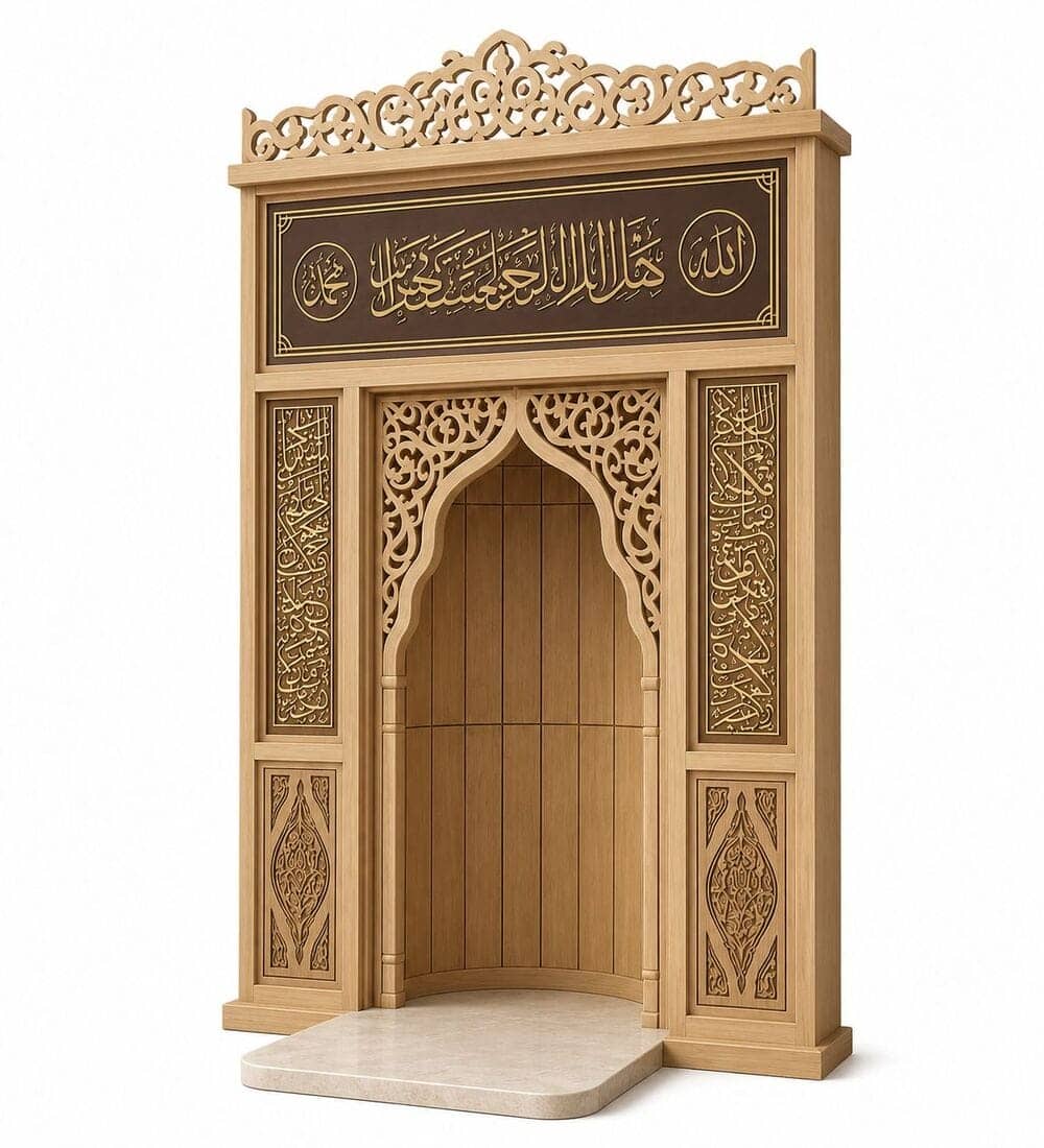 Wooden Mosque Mihrab – Model WMH-0010 | MosqueBuild Wooden Mosque Mihrab – Model WMH-0010 – custom wooden mosque mihrab