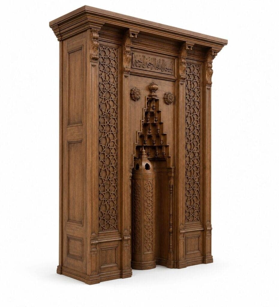 Classic Wooden Mosque Mihrab – Model WMH-0034 – custom wooden mosque mihrab