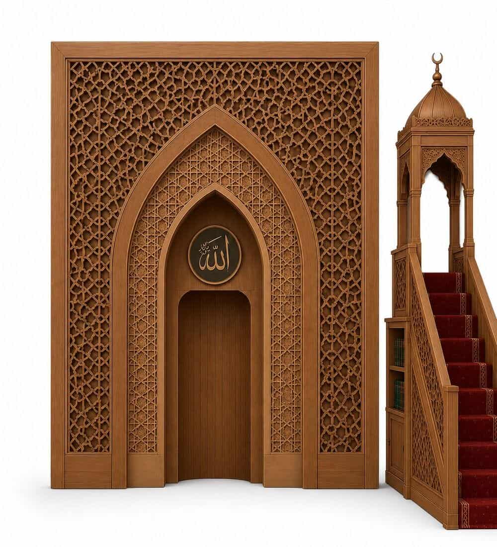 Wooden Mosque Mihrab – Model WMH-0004 | MosqueBuild Wooden Mosque Mihrab – Model WMH-0004 – custom wooden mosque mihrab