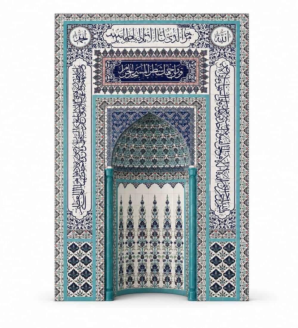 Tile Mosque Mihrab – TA-18 | MosqueBuild Tile Mosque Mihrab – TA-18 – custom wooden mosque mihrab