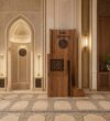 Handcrafted Islamic Wooden Pulpit-Dais – wooden mosque mihrab detail view 2