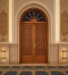 Seljuk-Style Wooden Mosque Door – handcrafted kundekari mosque door detail view 1