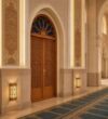 Seljuk-Style Wooden Mosque Door – handcrafted kundekari mosque door detail view 3