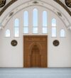 Classic Calligraphy-Decorated Wooden Mosque Mihrab – wooden mosque mihrab detail view 2