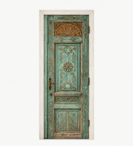 Walnut Single-Leaf Wooden Mosque Door – Model WDR-0021 – custom handcrafted kundekari mosque door