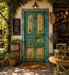 Double-Leaf Wooden Mosque Door – Model WDR-0027 – handcrafted kundekari mosque door detail view 3
