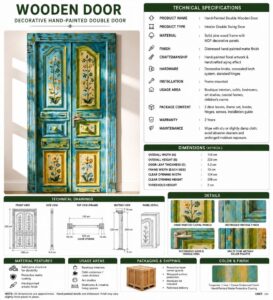 Double-Leaf Wooden Mosque Door – Model WDR-0027 – handcrafted kundekari mosque door detail view 4