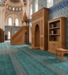 Custom Wooden Mosque Interior Set with Mihrab, Minbar and Bookcase – Model WST-0010 – wooden mosque mihrab detail view 2