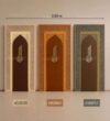 Three-Panel LED Wooden Mosque Mihrab – Model WMH-0042 – custom wooden mosque mihrab