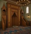 Oak Wooden Mosque Mihrab – Model WMH-0019 – wooden mosque mihrab detail view 2
