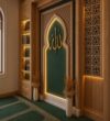 Custom Prayer Room Interior Design – Model PR-0012 – wooden mosque mihrab detail view 1