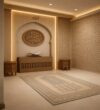 Custom Prayer Room Interior Design – Model PR-0004 – wooden mosque mihrab detail view 2