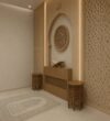 Custom Prayer Room Interior Design – Model PR-0004 – wooden mosque mihrab detail view 3