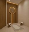 Modern Custom Prayer Room Interior Design – Model PR-0002 – wooden mosque mihrab detail view 4