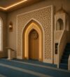 Modern Wooden Mosque Mihrab – Model WMH-0003 – wooden mosque mihrab detail view 3