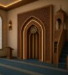 Modern Wooden Mosque Mihrab – Model WMH-0002 – wooden mosque mihrab detail view 3