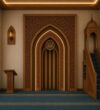 Modern Wooden Mosque Mihrab – Model WMH-0002 – wooden mosque mihrab detail view 4