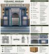Tile Mosque Mihrab, Minbar and Dais Set – Model TST-0007 – wooden mosque mihrab detail view 1