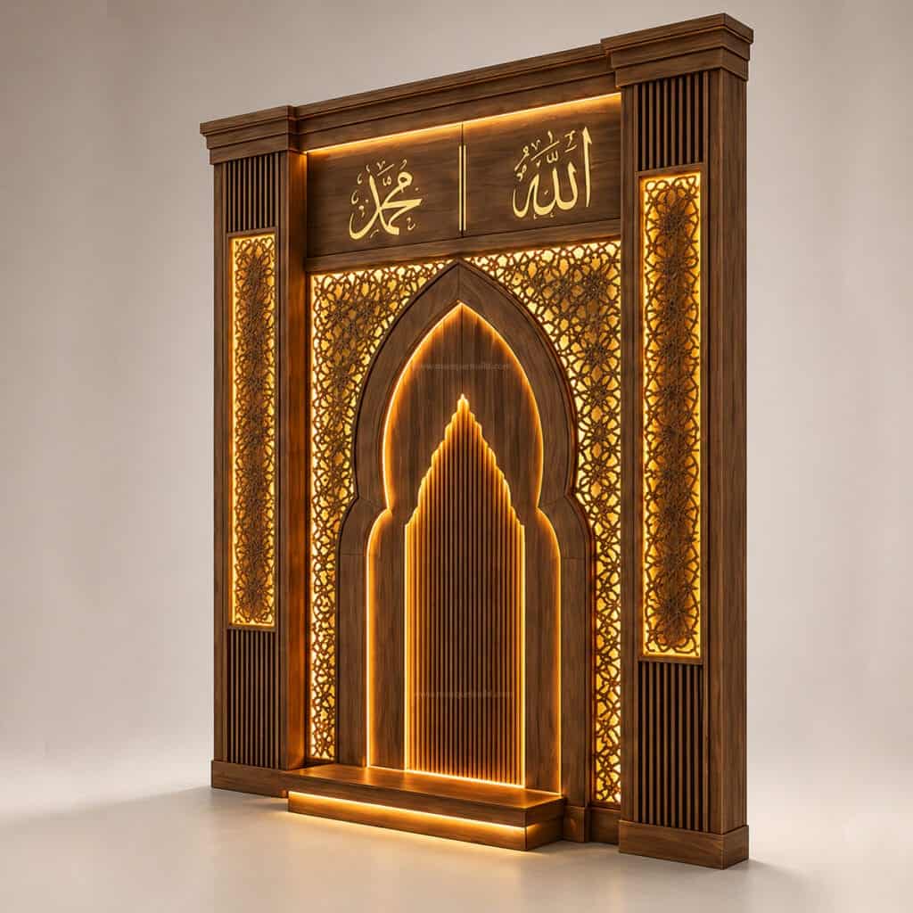 Modern Beech Wooden Mosque Mihrab – custom wooden mosque mihrab