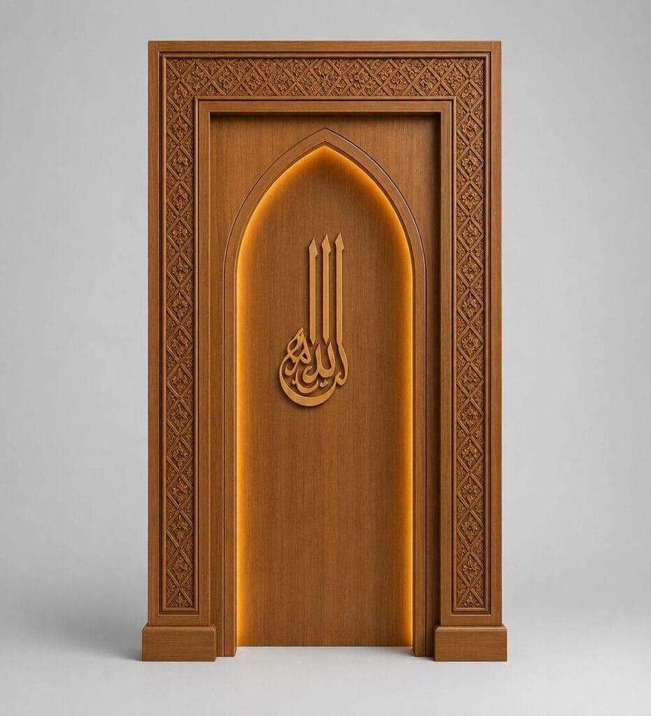 Modern Wooden Mosque Mihrab – Model WMH-0014 – custom wooden mosque mihrab