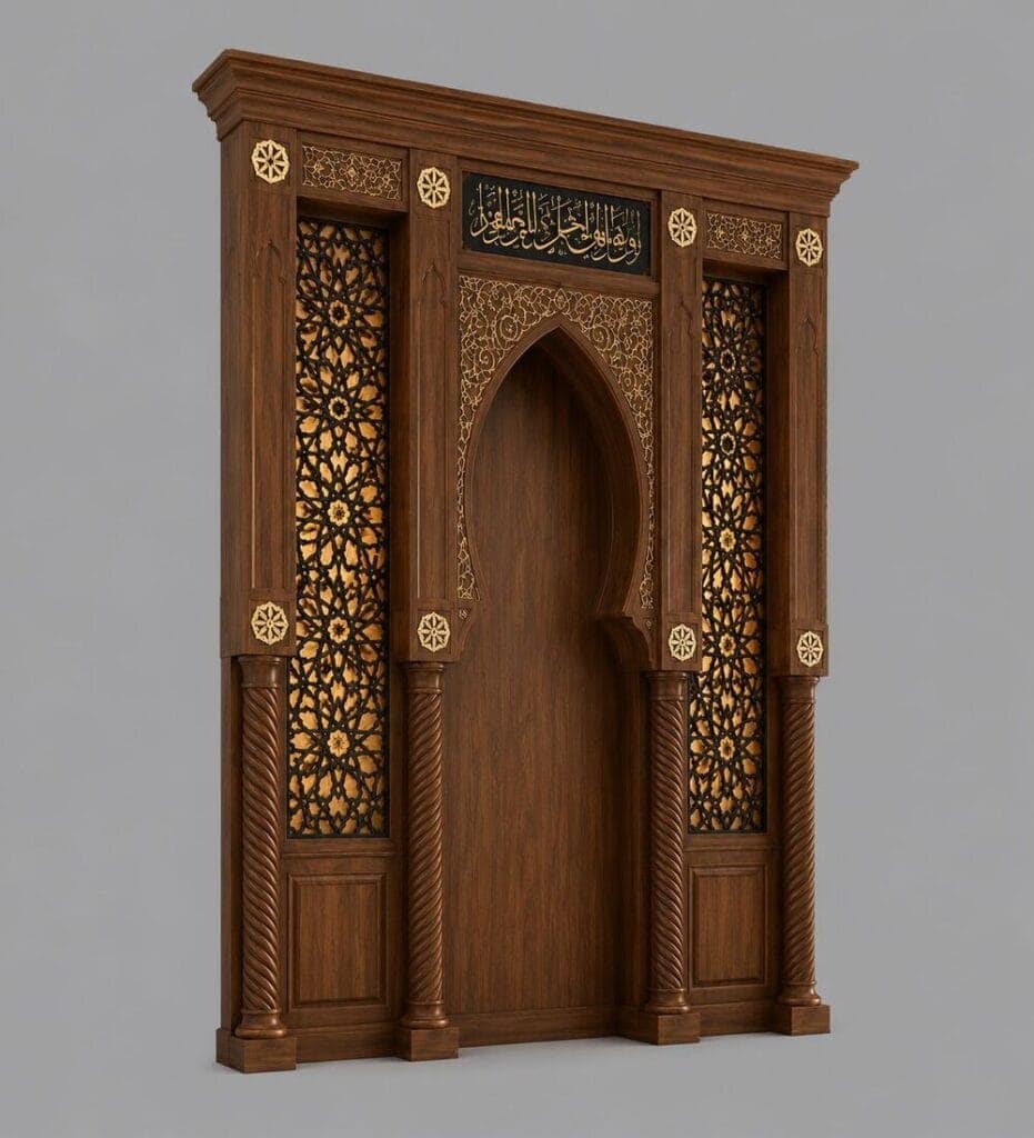 Modern Wooden Mosque Mihrab – Model WMH-0022 – custom wooden mosque mihrab