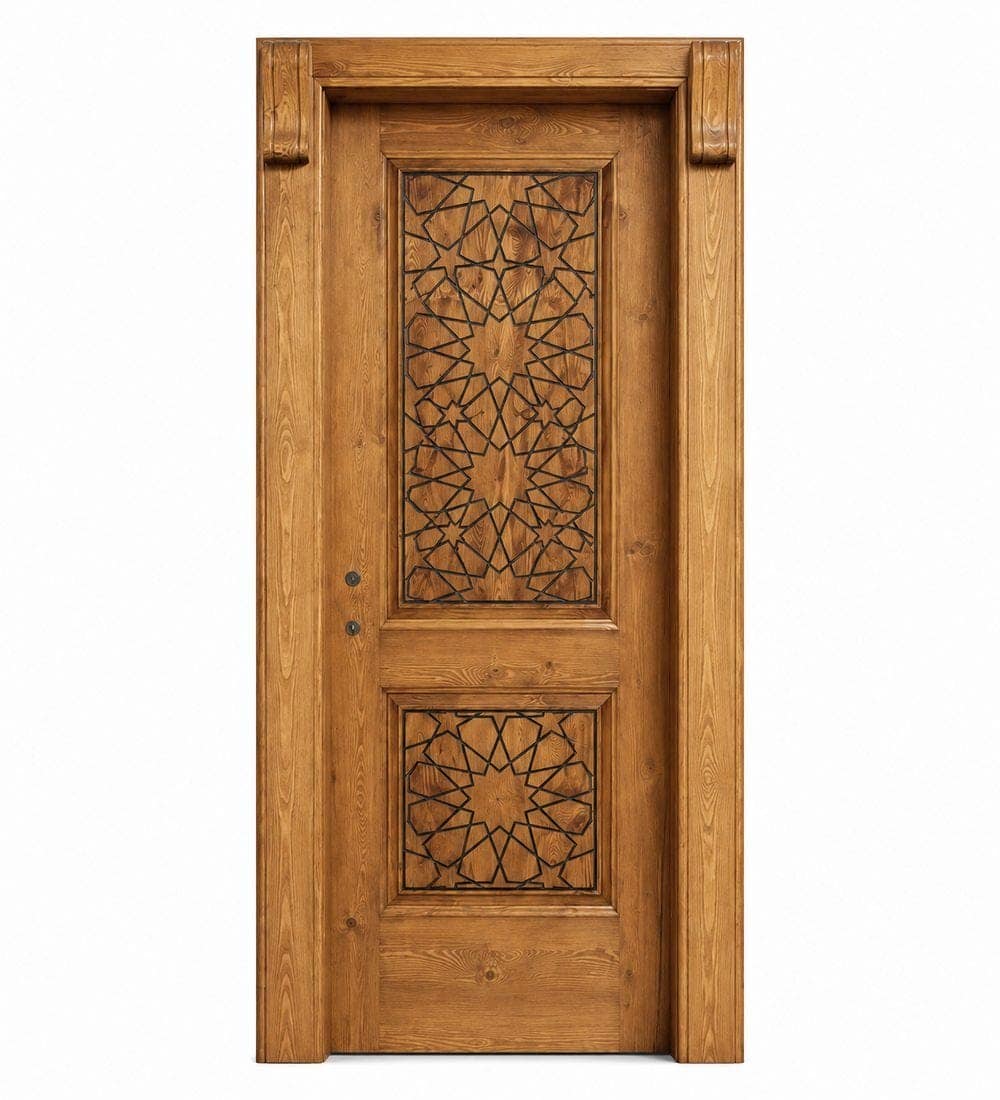 Wooden Mosque Door – Model WDR-0005 | MosqueBuild Wooden Mosque Door – Model WDR-0005 – custom handcrafted kundekari mosque door