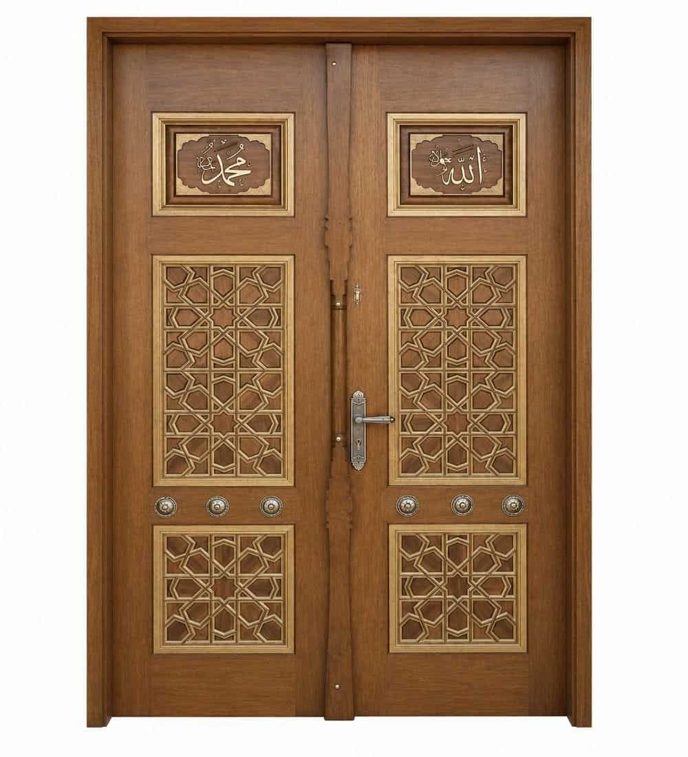 Kündekâri Wooden Mosque Door – KWD-15 | MosqueBuild Kündekâri Wooden Mosque Door – KWD-15 – custom handcrafted kundekari mosque door