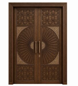 CNC-Carved Wooden Mosque Door – WCD-03 – custom handcrafted kundekari mosque door