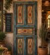 Wooden Mosque Door – Model WDR-0030 – handcrafted kundekari mosque door detail view 1