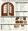 classic arched wooden glazed double door 1000x1100