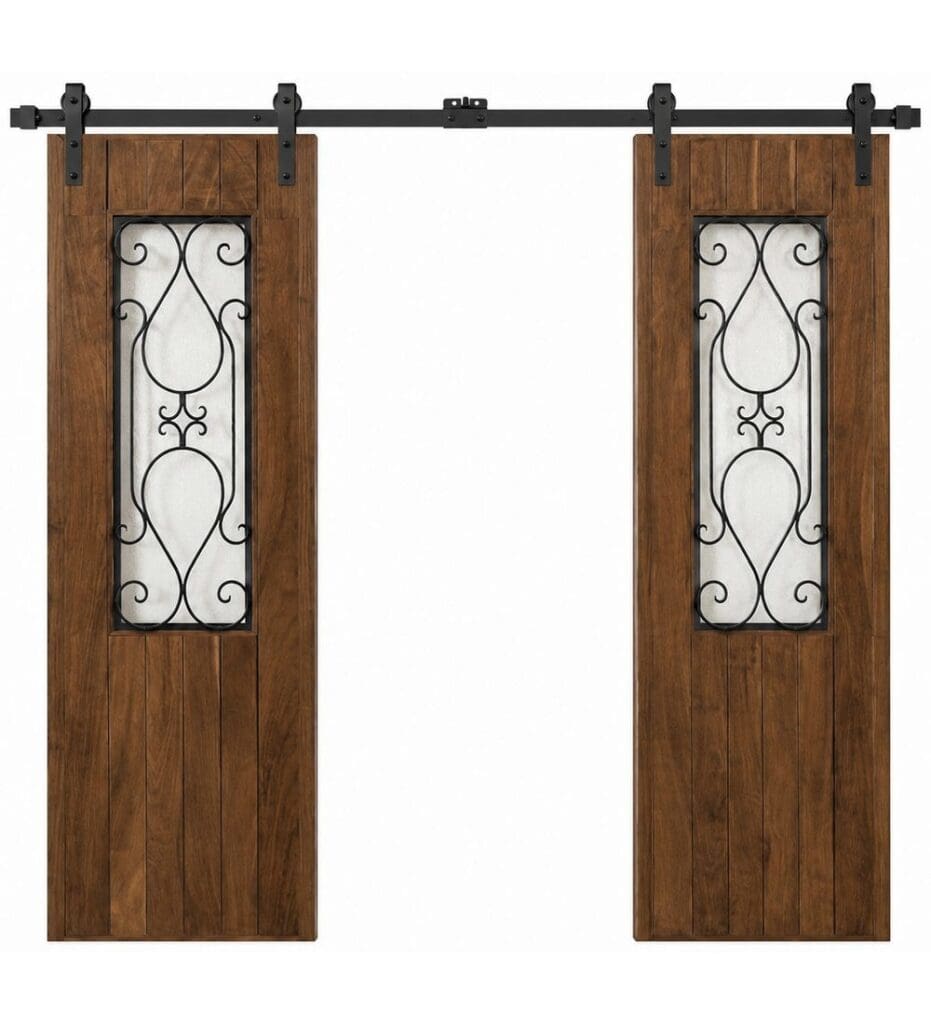 Walnut Double-Leaf Wooden Mosque Door – Model WDR-0034 – custom handcrafted kundekari mosque door