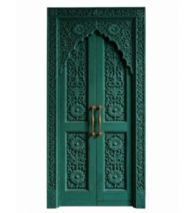 Carved Walnut Double-Leaf Wooden Mosque Door – Model WDR-0038 – custom handcrafted kundekari mosque door