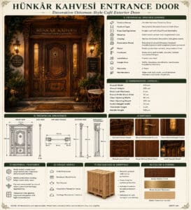 Ottoman-Style Wooden Mosque Door – handcrafted kundekari mosque door detail view 4