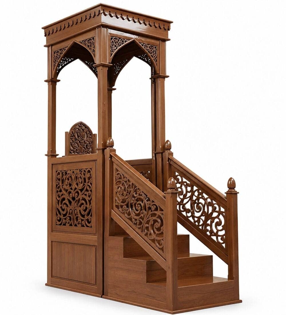 Tile Mosque Minbar – Model TMN-0002 | MosqueBuild Tile Mosque Minbar – Model TMN-0002 – custom wooden mosque mihrab