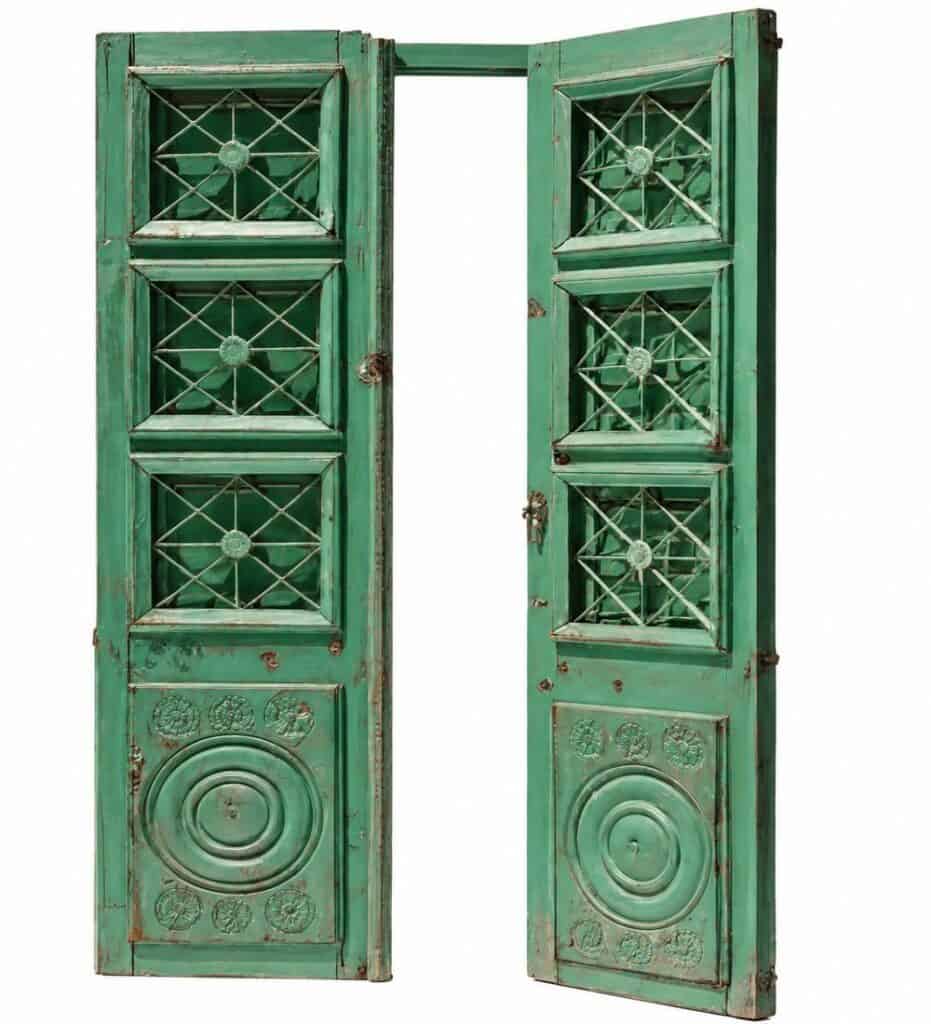 Walnut Double-Leaf Wooden Mosque Door – Model WDR-0059 – custom handcrafted kundekari mosque door