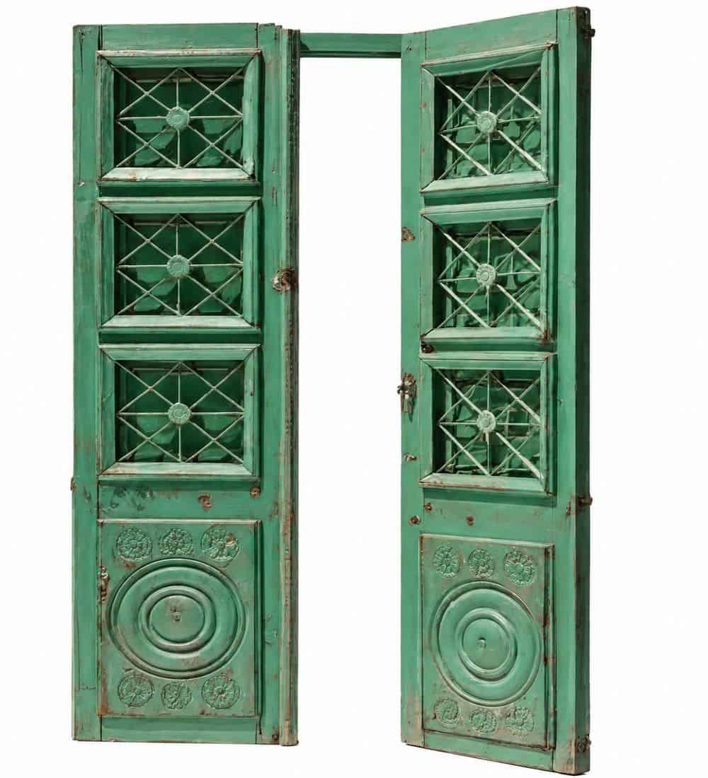 Walnut Double-Leaf Wooden Mosque Door – Model WDR-0059 | MosqueBuild Walnut Double-Leaf Wooden Mosque Door – Model WDR-0059 – custom handcrafted kundekari mosque door