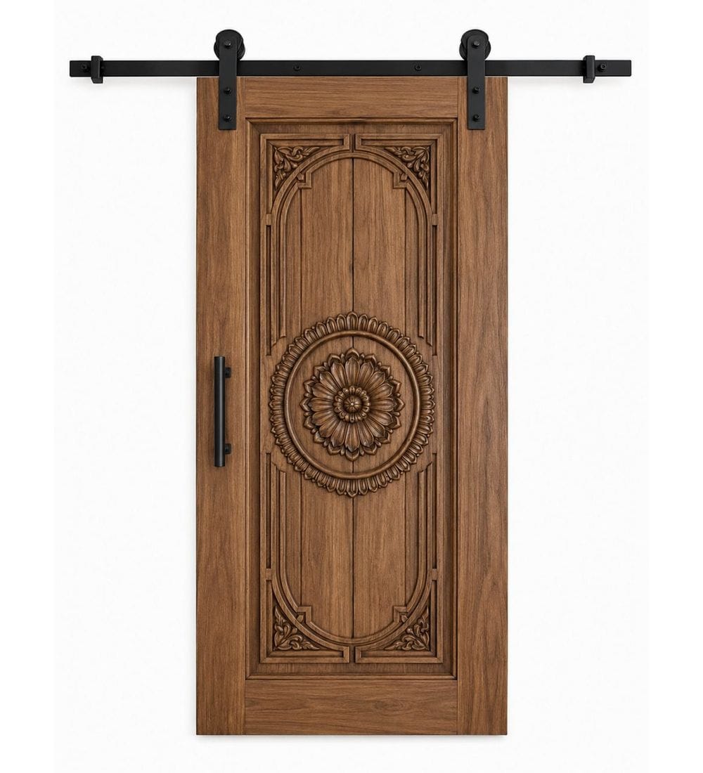 Walnut Wooden Mosque Door – Model WDR-0060 | MosqueBuild Walnut Wooden Mosque Door – Model WDR-0060 – custom handcrafted kundekari mosque door