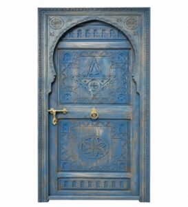 Walnut Single-Leaf Wooden Mosque Door – Model WDR-0058 – custom handcrafted kundekari mosque door