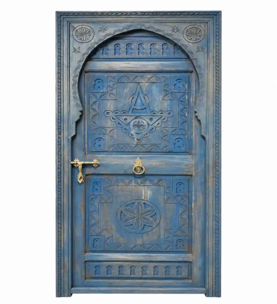 Walnut Single-Leaf Wooden Mosque Door – Model WDR-0058 – custom handcrafted kundekari mosque door