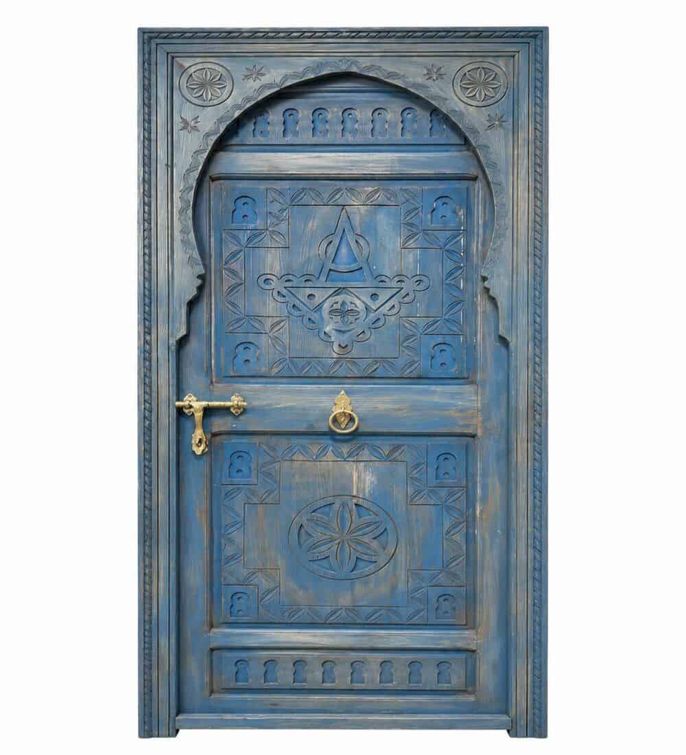 Walnut Single-Leaf Wooden Mosque Door – Model WDR-0058 – custom handcrafted kundekari mosque door