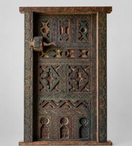 Walnut Single-Leaf Wooden Mosque Door – Model WDR-0057 – custom handcrafted kundekari mosque door