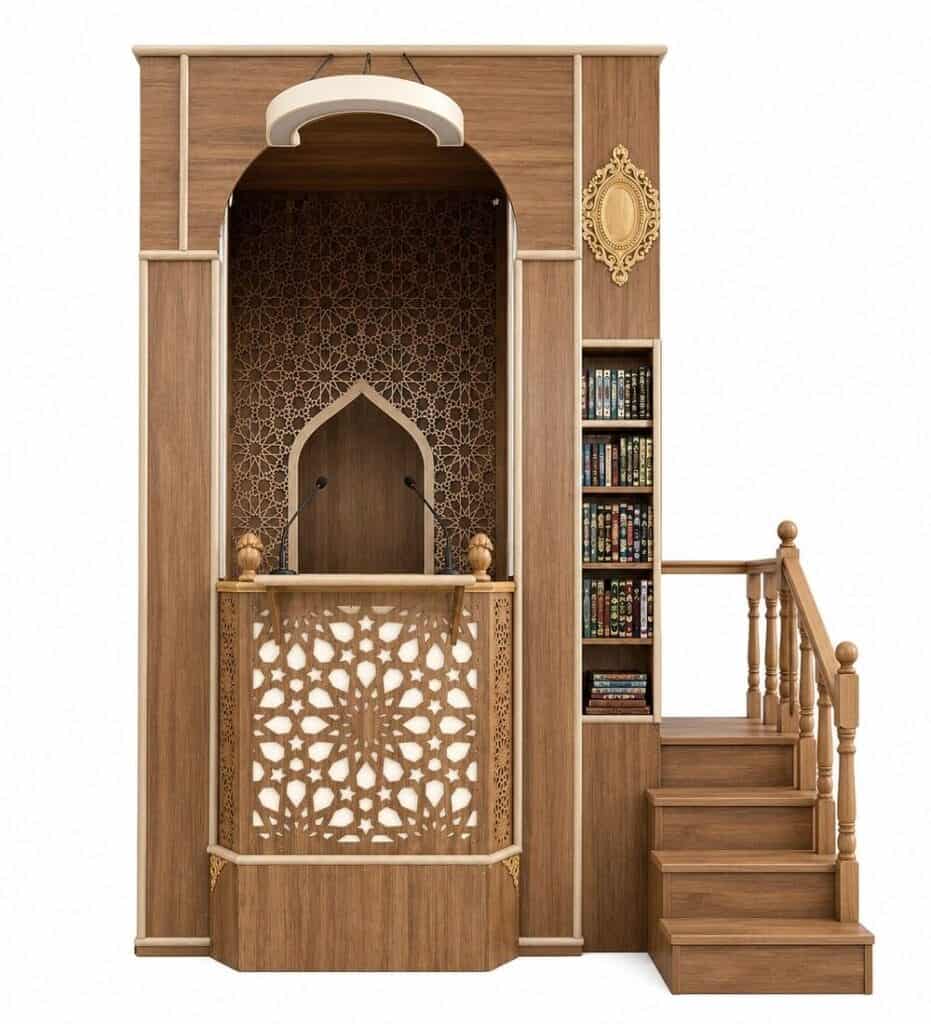 Ottoman Style Mosque Minbar-Dais – custom wooden mosque mihrab