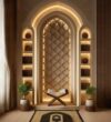 Custom Prayer Room Interior Design – Model PR-0011 – wooden mosque mihrab detail view 4