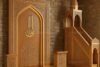 Modern LED-Lit Wooden Mosque Mihrab – Model WMH-0013 – wooden mosque mihrab detail view 2